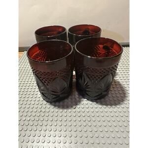 Cristal D’arques-Durand Antique 8oz Ruby Red Mugs Luminarc France Set Of 4